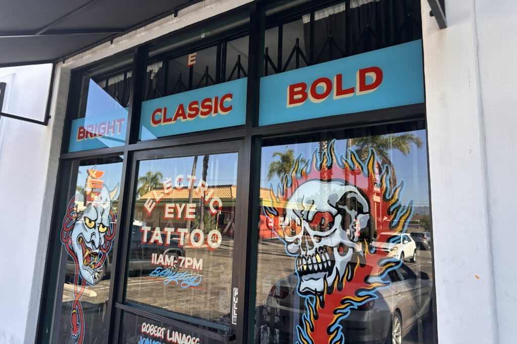 Tattoo Studio Storefront Exterior Exterior view of cleaned tattoo studio storefront windows